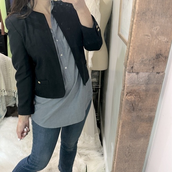 Talbots vintage Black Blazer Structured Suit Jacket size 4 wool fabric - Picture 3 of 6